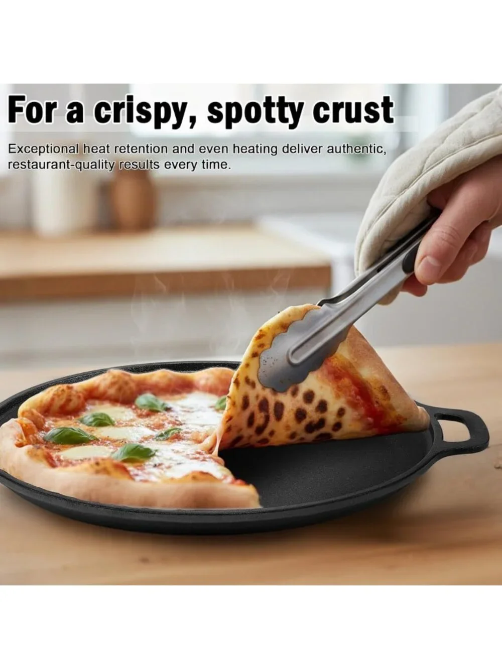 Heavy-Duty 13.8 Inch Cast Iron Pizza Pan - Versatile Comal for Oven, Grill